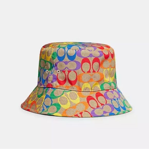 NWT Coach Rainbow Signature Bucket Hat - Picture 1 of 6